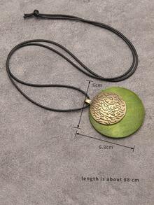 Men Textured Round Pendant Necklace