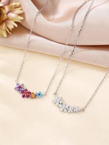 1 pièce Collier plaqué or blanc femme à motif floral arc-en-ciel, cadeau élégant et polyvalent pour petite amie, meilleure amie, voyage