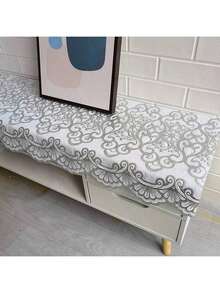 1 Stück Tischläufer-Tischdecke mit europäischer Prägung – elegante Luxus-Couchtischmatte, europäische Spitzentischdecke, PVC-Tischdecke, wasserdicht, weiche, mattierte Gummiplatte, Farbe passend für europäische Couchtische, Esstische, rutschfest und hitzebeständig, sehr gut geeignet für Hochzeiten, Brautgeschenkpartys und Geburtstage, Valentinstag, Silvesterparty, Festivals, tägliche Heimdekoration, Hotel-Restaurantbedarf - Silber - Übersicht 7