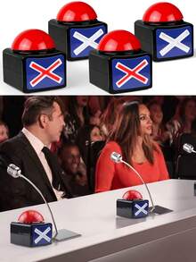 带声音蜂鸣器按钮和灯光的游戏蜂鸣器，适合家庭使用的游戏节目蜂鸣器，非常适合游戏之夜、琐事俱乐部和教室的问答游戏按钮（黑色） - 彩色 - 查看 2