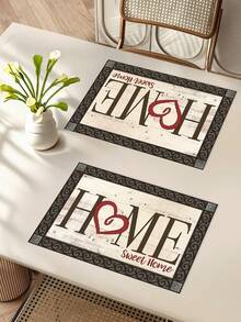 1pc/4pcs/6pcs Grey & White Gradient Placemats 30x45 Cm - Polyester Machine Washable Rectangular Place Mats With HOME Sweet Home Design For Kitchen Dining Table Decor, Party Centerpieces, Home Decor Accents | Textured Surface | Machine Washable Mats - Multicolor - View 4