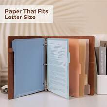 Neww  3 Ring Binder  Clipboard,1 Inch Binder, 13.2" * 10.2" PU Clipboard Binder  Notepad & 5 Dividers  5 Pockets, Labels, Clipboard Folder Great For School Office(Fit Letter Sized Paper) - Brown Letter Size - 1 Inch - View 2