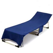 Microfiber Beach Chair Towel With Side Pockets - Perfect For Sun Lounging, Sunbathing, And Garden Beach Hotel Use Couch Cover - Navy - View 9