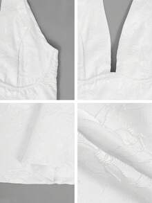 Unadoll 女士性感露背吊带连衣裙，3D提花面料，优雅款式，适合晚宴、约会、学校开学典礼、鸡尾酒会、婚礼、圣诞节、感恩节等场合，白色夏季款 - 白色 - 查看 12