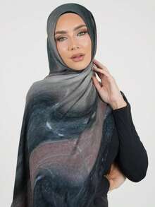 1件装女士莫代尔印花头巾，波西米亚水彩风格女士围巾，大理石纹、水波纹、扎染印花头巾围巾，适合日常穿着。 - 頭巾 - 查看 9