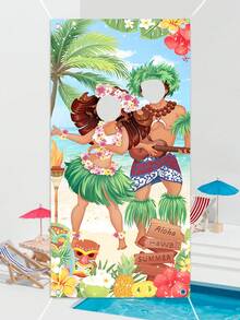1 pieza Marco para fotos estilo hawaiano Aloha, Fondo fotográfico de cabina de fotos para fiesta hawaiana, fiesta de verano en la piscina, suministros y decoración para fiesta de cumpleaños en Hawaii - Hawai - Ver 1