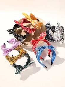 女士布艺发带，宽结佩斯利印花发带，单件装，可爱发带，波西米亚风格，适合日常休闲、海滩度假及户外活动、夏季假期，沙滩配饰，发饰，发箍，发圈，女士头饰 - 彩色 - 查看 2