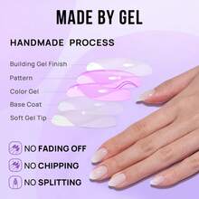Press On Nails Red - Cat Eye Press On Nails Square For Gifts,Cherry Short Stick On Nails With Glue, Glossy Reusable Nail Tips In 15 Sizes - 30 Soft Gel Fake Nails Kit, Hot Love - Cream - 查看 2