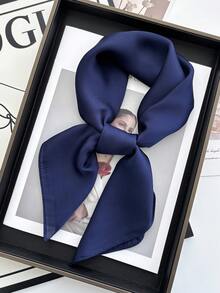 1pc 27.6" X 27.6" Women's Faux Silk Scarf, Solid Color Square Neckerchief, Bag Decor, Beach Wrap, Shawl For Sun Protection For Dress - A - View 3