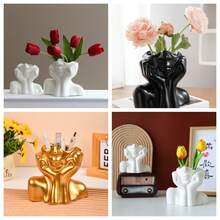 Đồ thủ công mỹ nghệ bằng nhựa hình mặt người trừu tượng | Giá đựng cọ trang điểm & chì kẻ lông mày | Giá trưng bày trang sức | Hộp đựng đồ dùng trên bàn | Vật trang trí cho bàn làm việc, tủ TV, quầy bar | Bình hoa | Quà tặng tiệc tùng & ngày lễ - Nhiều màu - Xem 9