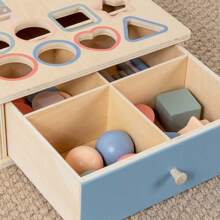 Montessori Coin Sorter Box, Baby Color Recognition Shape Matching Building Blocks Educational Toys