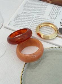 1 Stück Retro Harz Manschetten Armband, elegantes luxuriöses Urlaubsparty Accessoire, Paar Metall Schmuck Geschenk für den täglichen Gebrauch