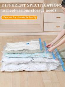 Space Saving Vacuum Compression Bags For Clothes & Bedding - Dust & Moisture Proof Plastic Organizer Bags With Leak-Proof Seal, Reusable Storage Containers For Seasonal Clothing, Bedding & Suitcase Organization, Under Bed Storage, Stackable Design, Seal Bag For School School Accessories School Stuff