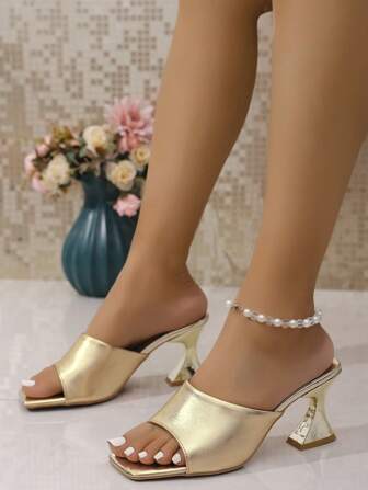 Sandalias con tacón alto y punta abierta con estampado de copa de vino para mujer de talla grande, nuevo estilo de sandalias cuadradas de tacón grueso para mujer en de comercio transfronterizo