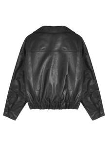 Vintage Stylish Loose Lapel Zip-Up Casual Jacket, Spring Women - Black - View 7