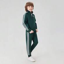 Adidas 阿迪达斯男童三条纹休闲轻便外套，春秋季百搭之选 - 綠色 - 查看 5