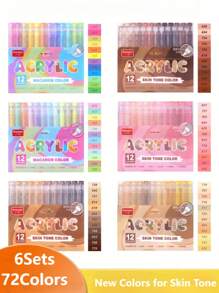 Guangna New Skin Tone 6sets Of 72colors For Comic Drawing Cartoon Painting Vivid Color Special Skin Showing System