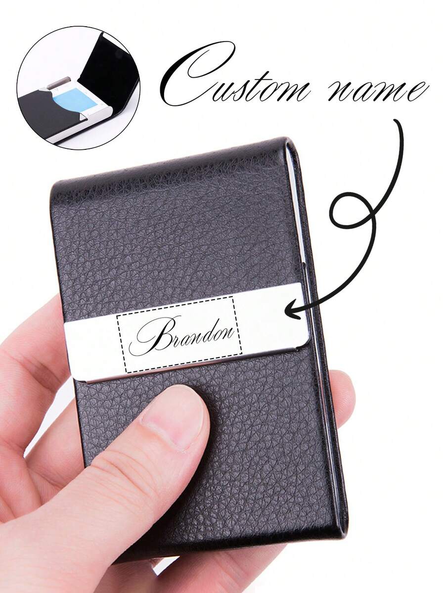 可定制名片夹，竖款办公用品礼品卡盒，卡片夹，纯色背包收纳袋，触感舒适，拉链开口，方便存放小物件，隐藏式磁扣，天鹅绒内衬，可容纳约 20 张普通名片，适合商务办公使用。 - 彩色 - 查看 1