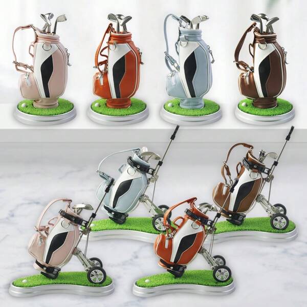 1pc Upright & Tilted Design Pen Holder With Base, Large Capacity Desktop Organizer, Tri-Color Mixed PU Leather Material, Fashion Office Decor