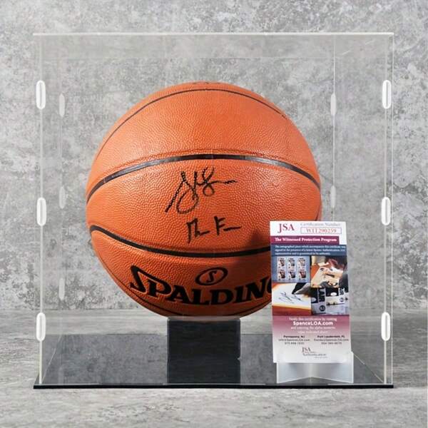 Klarer Acryl Ausstellungskasten mit zusammensetzbarer Alternative zu Glaskasten, staubgeschützt, mit matter schwarzer Basis zum Aufstellen für Basketball, Fußball, JSA, PSA, BGS, Fanatics (12x12x12inch; 30x30x30cm)