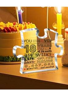 18th Birthday Acrylic Centerpiece Decor - "You've Lived 18 Years" Collage Design, Transparent PMMA Desktop Ornament, Suitable For Home And Bedroom, Perfect Gift, 18th Birthday Party Supplies, Birthday Party Decorations - Black - View 6