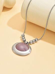 1pc Fashionable Minimalist Bohemian Beaded Resin Water Drop Asymmetrical Geometric Design Pendant Necklace For Women, Suitable For Summer Casual, Beach, Party, Dating, Gift, With Adjustable Extension Chain