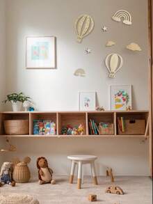 8pcs/Set Wooden Hot Air Balloon, Cloud, Star Decorations For Children's Room, Kindergarten, Creative Wall Decor