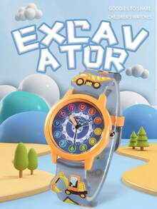 1 件挖掘机图案防水儿童电子手表