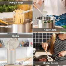 12 pièces Ensemble d'ustensiles de cuisine en silicone avec manches en bois et boîte de rangement, kit d'outils de cuisine antiadhésifs, comprenant une spatule, une cuillère à égoutter, une louche, un pinceau, des pinces, un fouet