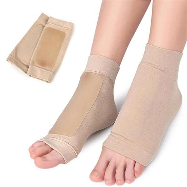 2pcs/1set Gel Compression Support Sleeve Socks, Padded Skating Socks For Lace Bite Protection, Ankle Protection Sleeve Support Elastic Heel Pad Socks For Men And Women Boots, Skates, Hockey, Splints, Rollers