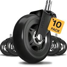 Office Chair Wheels Replacement Rubber Chair Casters For Hardwood Floors And Carpet Set Of 5 Heavy Duty Casters For Chairs To Replace Office Chair Mats Fits 98 10 Pack - Black - View 1