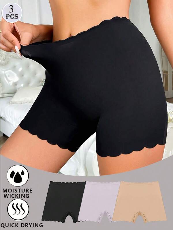 3 pezzi di biancheria intima invisibile e senza cuciture per signora, con disegno a onde, traspirante e morbida, biancheria intima sexy, molto adatta per uso quotidiano o per l'esercizio, indossabile sotto abiti, gonne o abbigliamento sportivo
