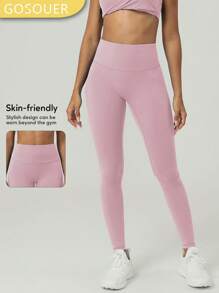 GOSOUER Women'S High Waist No Front Seam Back Deep V Buttock Line Running Outdoor Exercise Pilates Yoga Legging Pants Tights