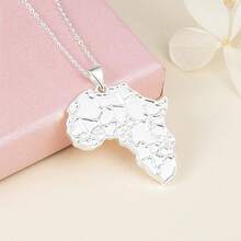Women's Minimalist Africa Map Pendant Necklace,  Personalized Africa Motherland Continent Outline Necklaces Chain Length 18" Extension Chain 2" ( 18K Gold And Silver Plated Both Choice, Jewelry With Gifts Box)2025 - 銀色地圖 - 查看 5