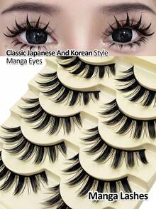 Rikuaild 5 Pairs Cartoon Style Natural Long Cosplay Anime Bridal Stage Daily Makeup Anime Eyelashes - Spiky Manga Lashes - View 5