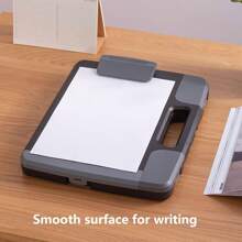 1PC Plastic Storage Clipboard With Handle – Heavy Duty Clipboard, Portable Side-Opening Organizer Case For Letter/Legal Size Paper (14.5"X12"X1.75") – Office, School, Construction & Outdoor Use(Black),For School Supplies,Back To School