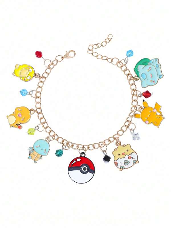 pokemon Pulsera de Pikachu de Pokémon, pulsera con diseño de Pikachu, regalo estudiantil para el mejor amigo, joyería femenina, pulsera masculina, pulsera pequeña de regalo para niños, pulsera para verano y viajes, pulsera de joyería masculina, pulsera de aleación.