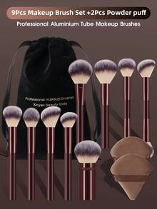 [Champagne Gold ]18-20-22-25-30 Pcs Makeup Brush Sets Premium Synthetic Hair Eyeshadow Blending Brush Sets Cosmetics Tools - 酒紅色 - 查看 8