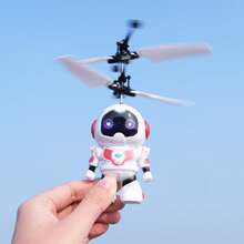 1 件多色遥控机器人无人机，智能感应可充电飞行器，悬停电动闪光派对玩具，耐撞长电池寿命，男孩派对礼物，带 USB 充电线，2 个遥控选项（手持和背带）
