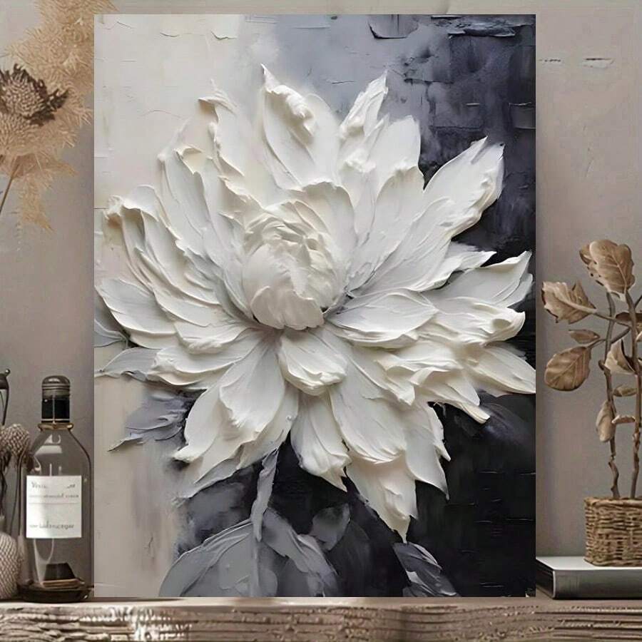 1 件现代简约黑白花卉墙饰，无框 - 客厅沙发背景抽象门廊装饰，室内墙面装饰，简约装饰，墙面装饰 - 彩色 - 查看 1