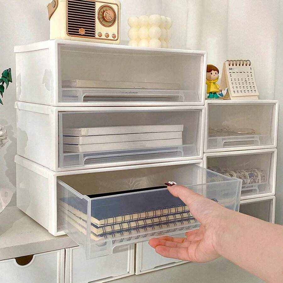 Organizador de Joyas con Diseño de Cajón Apilable de Una Sola Capa para Pulseras y Collares Organizador de Joyas con Cajón Apilable de Una Sola Capa - Blanco - Ver 1