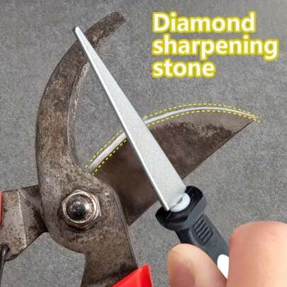 Piedra de afilar de diamante profesional - Superficie plana de doble cara, adecuada para tijeras, herramientas de jardín y cuchillos - Body de metal duradero, mango ergonómico, diseño de molienda rápida, afilador | Estructura resistente, afilador