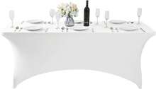 6 Pack Spandex Table Cover For 6FT Table Universal Fitted Stretch Tablecloth For Party, Banquet, Wedding And Events-White - 白色 - 查看 5