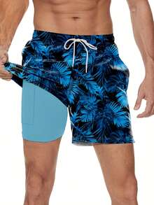 Keevoom Mens Swim Trunks Compression Liner Swim Shorts Swimwear Quick Dry Swimsuit Bathing Suits With Pockets - Light Green - View 2