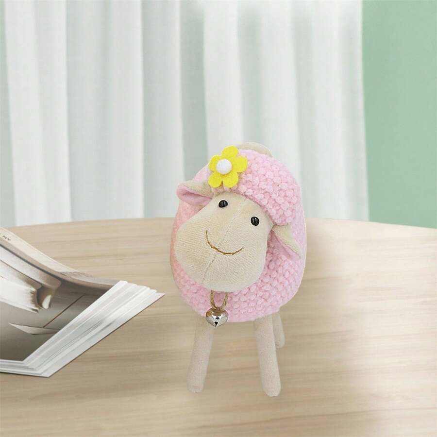 Muñeco de oveja de juguete, lindo peluche suave, adorno de escritorio con campana, regalo de cumpleaños para niños y adultos. - Rosa - Ver 1