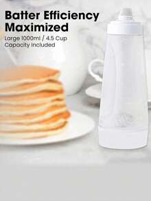 1pc Tilt-Resistant Pancake Batter Dispenser With Stirring Ball - For Cupcakes, Muffins And Pancakes - Calibrated Kitchen Tool - Hand-Cranked Batter Mixing Bottle - Batter Dispenser - Cream Mixing Dispenser - Clear - View 9