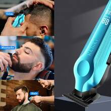 Kemei [Summer & Travel Beauty] Kemei KM-264 Professional Hair Clipper | USB Fast-Charge Sculpting Shears With 4 Stop Combs And Ceramic Blade | LED Digital Display Beard Trimmer, Perfect For DIY Haircuts In The Sunny Season