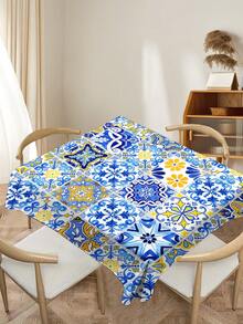 1pc Bohemian Mandala Printed Tablecloth, Modern Polyester Rectangle/Round Waterproof Tablecloth, Digital Print Suitable For Living Room, Home Use, Outdoor Dining, Small Round Table - Multicolor - View 10