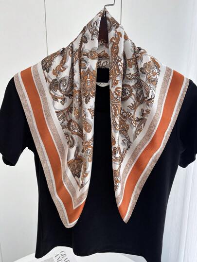 1 peça cachecol quadrado feminino primavera/verão imitação de seda paisley cachecol feminino decoração bandana lenço retrô faixa de cabeça luxuosa hijab para dar um toque especial ao seu visual