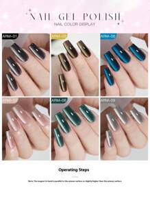 Miss Leia 9件装15ml夏季美甲闪光水晶玻璃珠瓷白色猫眼凝胶指甲油新款小灯泡水晶猫眼高密度月光白磁性指甲油流行色凝胶清漆初学者美甲半永久可浸泡UV LED固化适用于美甲沙龙套装DIY家居节日女士礼物美甲